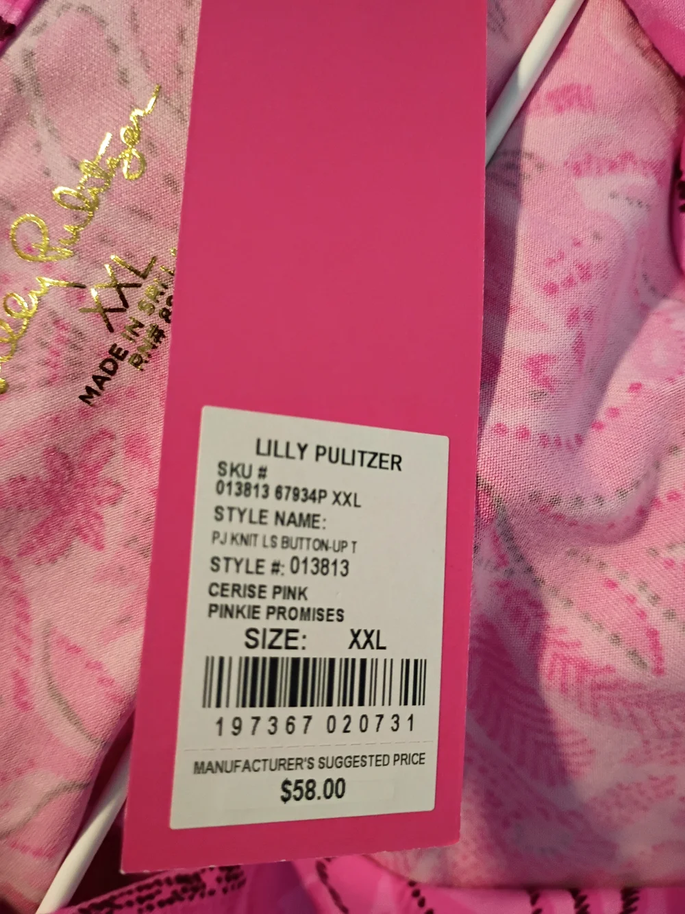 Lilly Pulitzer Pink Floral-Print Pajama Top NWT XXL - Picture 2 of 4